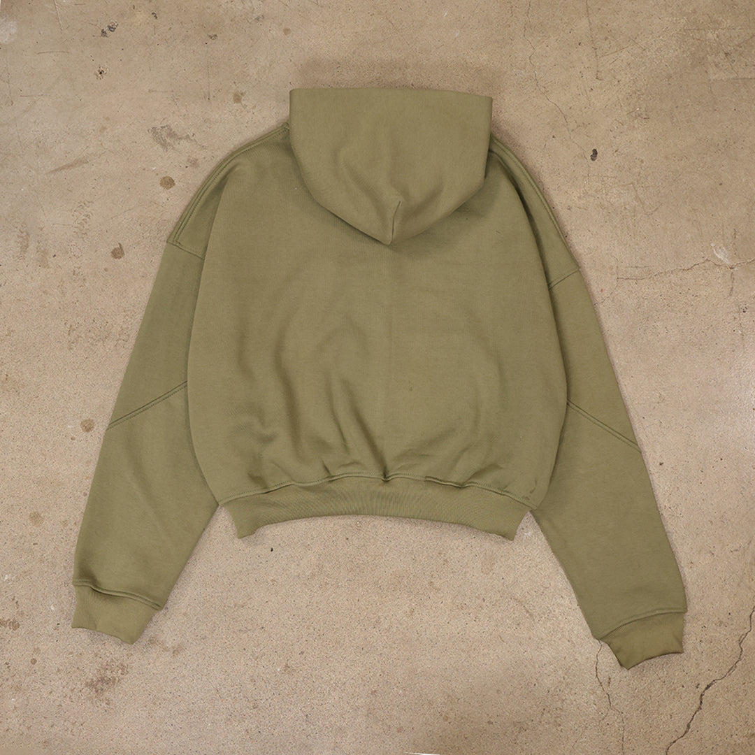Drop Zip Hoodie (Olive Green)