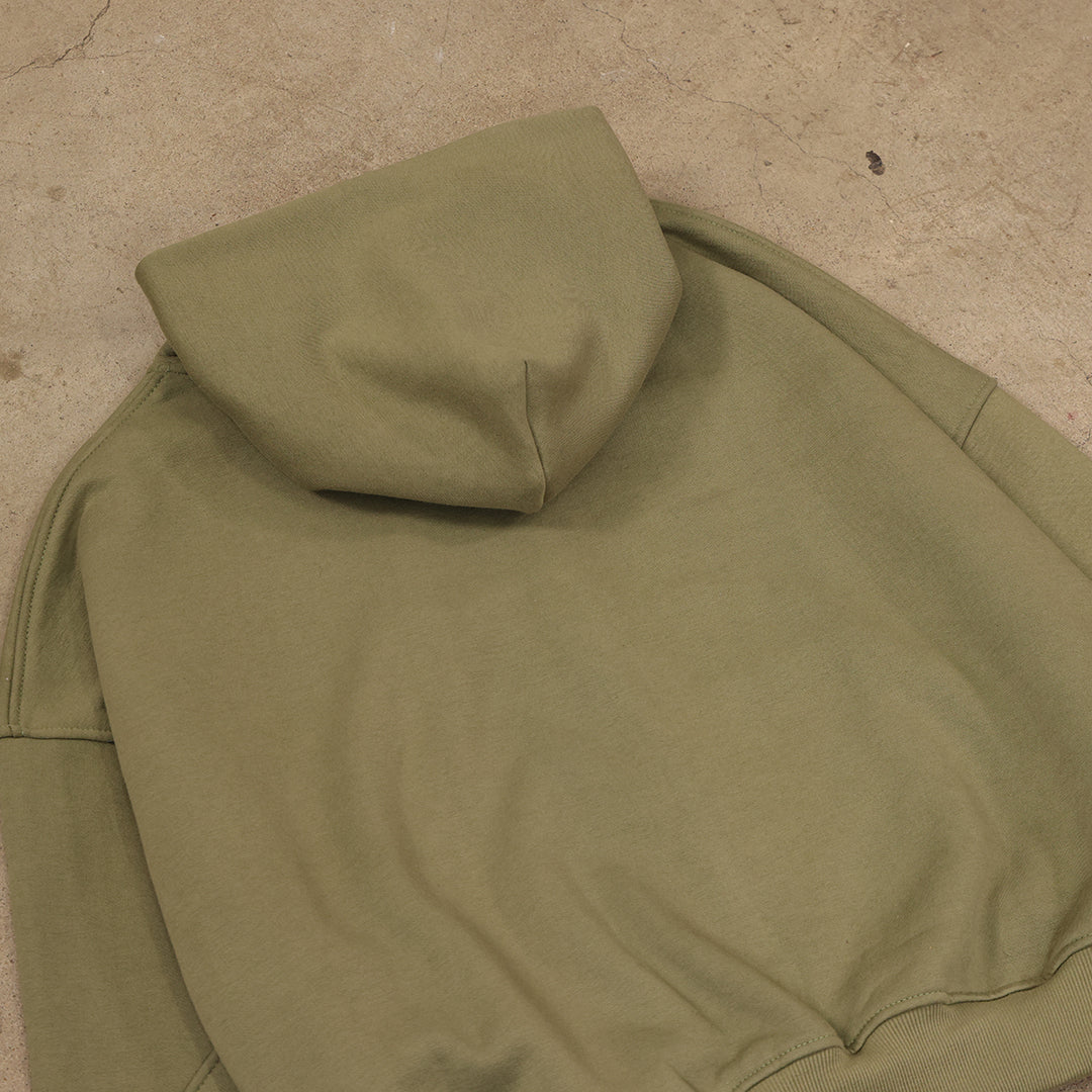 Drop Zip Hoodie (Olive Green)