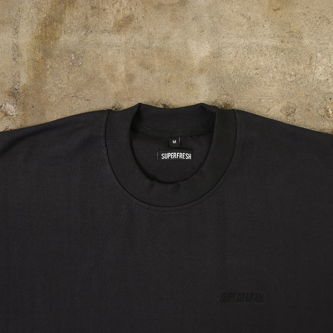 Cotton T-Shirts Seamless Sleeves (Black)