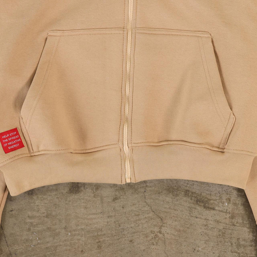 Drop Zip Hoodie (Light Tan)