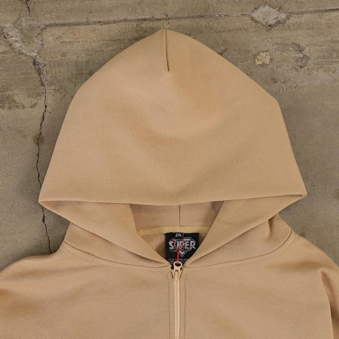 Drop Zip Hoodie (Light Tan)