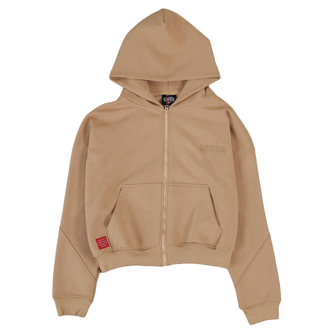 Drop Zip Hoodie (Light Tan)