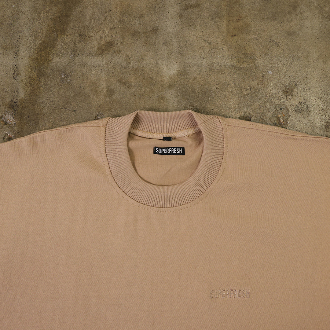 Cotton T-Shirts Seamless Sleeves (Light Tan)