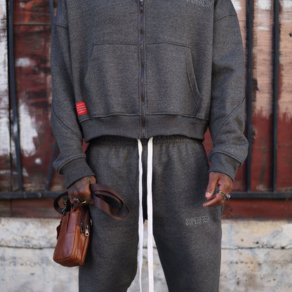 Drop Zip Hoodie (charcoal)